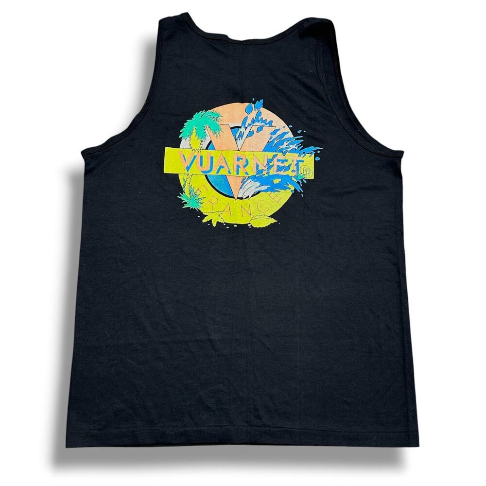 NWT Vintage 80s Vuarnet France Neon Surf Beach Tank Top Deadstock USA Made Sz L